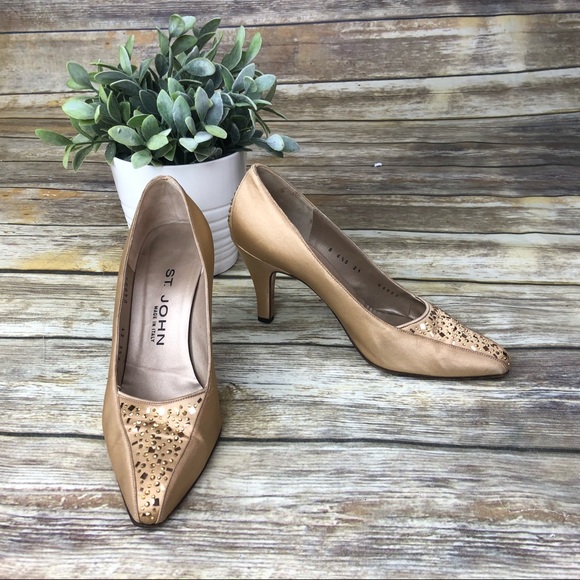 St. John Shoes - St. John Vintage Gold Embellished Heels Size 6.5